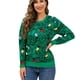 thumbnail image 1 of Suéter de Punto Gibobby Navidad informal con de nieve para mujer cuello redondo holgado invierno Verde XL, 1 of 5