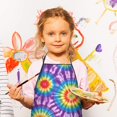 thumbnail image 2 of Colorful Rainbow Tie Dye Spiral Pattern Kids Aprons for Girls and Boys,Adjustable Neck Strap Toddler Aprons for Kids Cooking Baking, 2 of 6