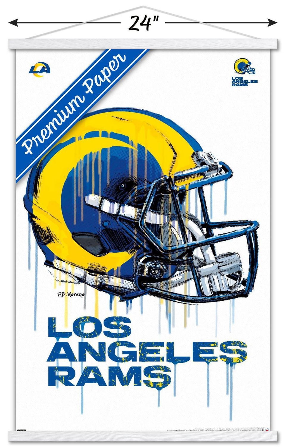 NFL Los Angeles Rams - Drip Helmet 20 Wall Poster, 14.725" x 22.375" Framed
