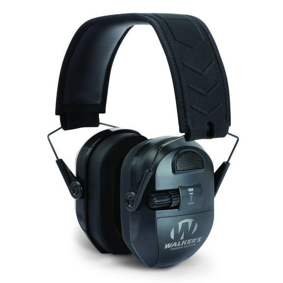 WALKER'S Ultimate Power Muff - Noise Reducing 26dB NRR Hunting Gun Range Shooting Ear Protection Black Electronic Earmuffs with AFT, 2 AAA Batteries Included