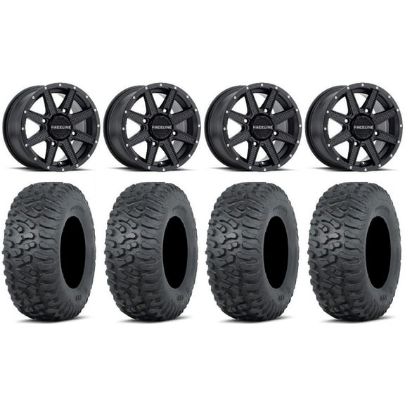 Raceline Hostage 14" Wheels Black 27" Terra Hook Tires Polaris RZR XP 1000 / PRO XP / Ranger XP 900/1000