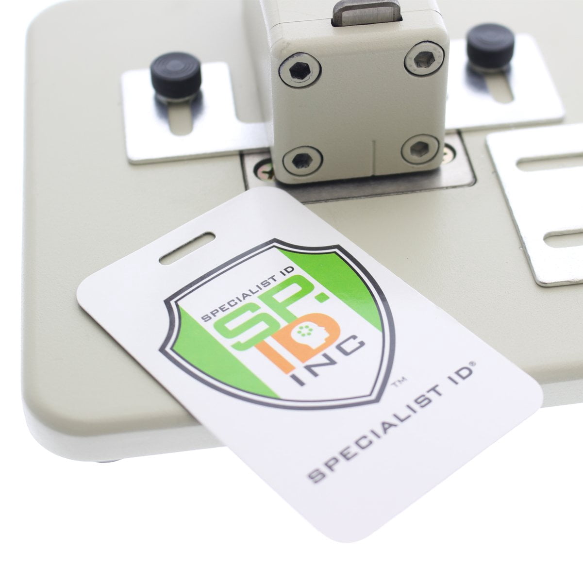 Heavy Duty Table Top Slot Punch for ID Card Badges with Precision Adjustable Top & Side Slide Guides by Specialist ID