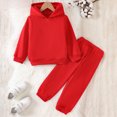 thumbnail image 2 of HFHAPW Girls Boys Hooded Suit Kids Fall Winter Pullover Sweatsuit and Jogging Pants Unisex Tracksuit(Red,2-3 Y), 2 of 8