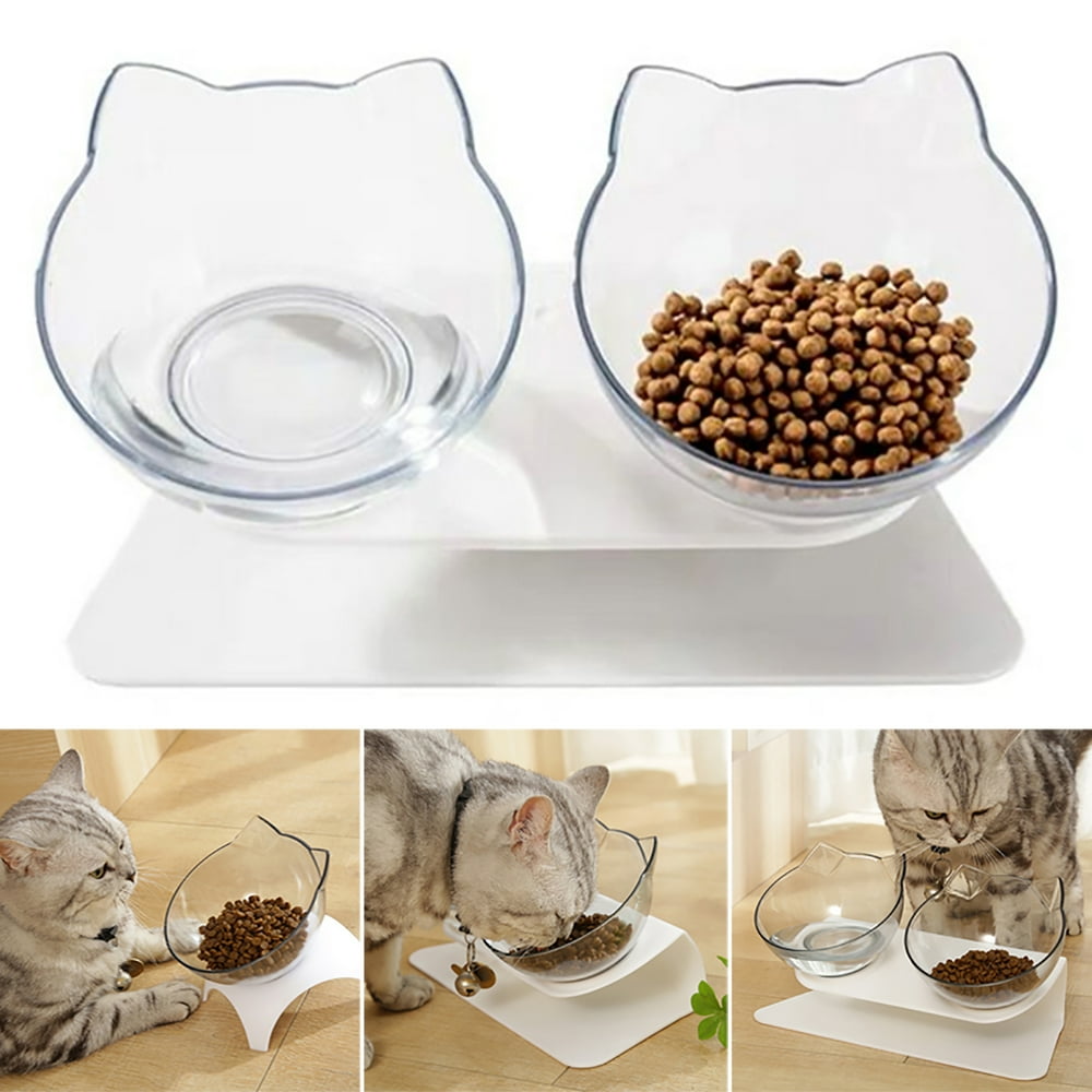 Elevated Cat Bowl Cat Feeder with 15° Tilted Stand, Pet Feeding Bowl