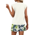 thumbnail image 6 of 2 Piece Short Sets for Women Summer Vacation Outfits Cap Sleeve Tops and Floral Shorts Set Hawaiian Beach Clothes Mint Green S, 6 of 6