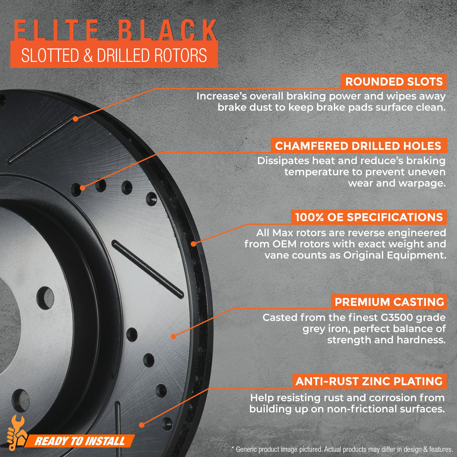 Max Brakes Front & Rear Elite E-Coated XDS Rotors and Metallic Pads Brake Kit TA028683-1
