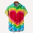 thumbnail image 1 of New Fashion Mens 3D Printed Shirt Summer Short Sleeve Single Row Button Loose Oversized Loving Heart Pattern Trend Unisex Shirts, 1 of 5