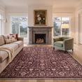 thumbnail image 4 of KUETH 6x9 Machine Washable Flat Pile Carpet Rug for Living Room with Rubber Backing, Vintage Persian Dusty Burgundy Area Rug for Bedroom Dining Room and Home Office, 4 of 6