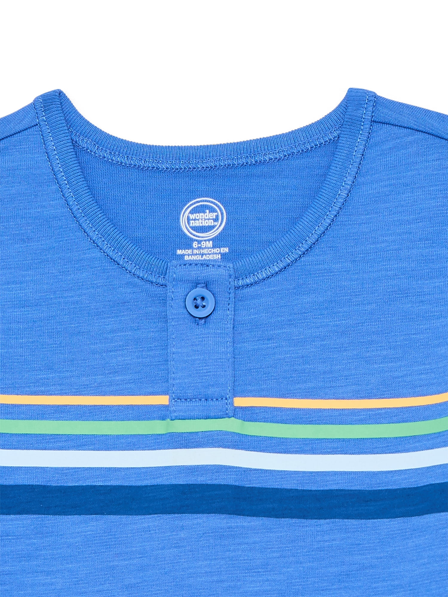 Wonder Nation Baby Boys Henley Tee with Short Sleeves, Sizes 0M-24M