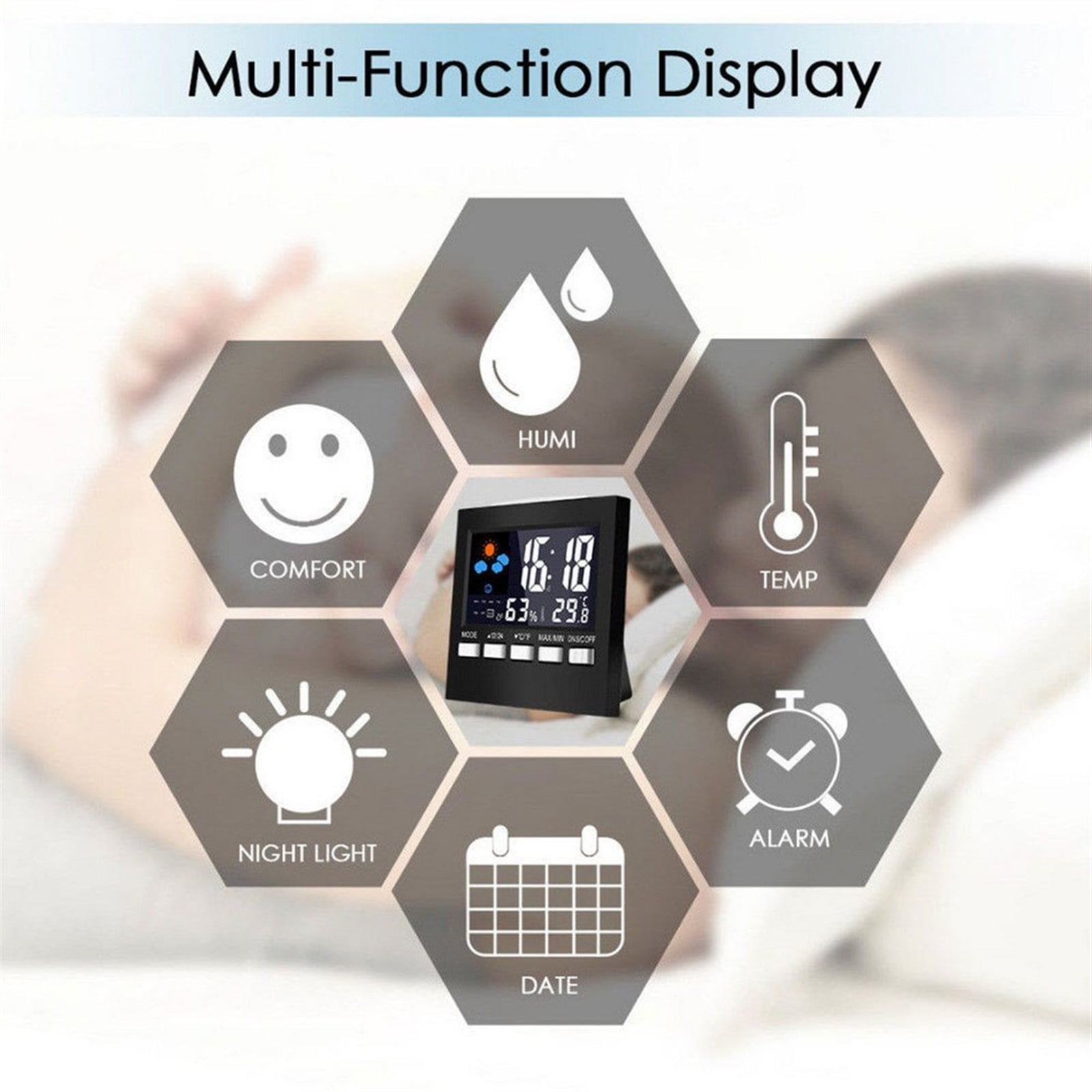 LCD Digital Thermometer Weather Station Clock Alarm Clock Calendar Room Home Hygrometer Termometer Temperature Humidity Meter