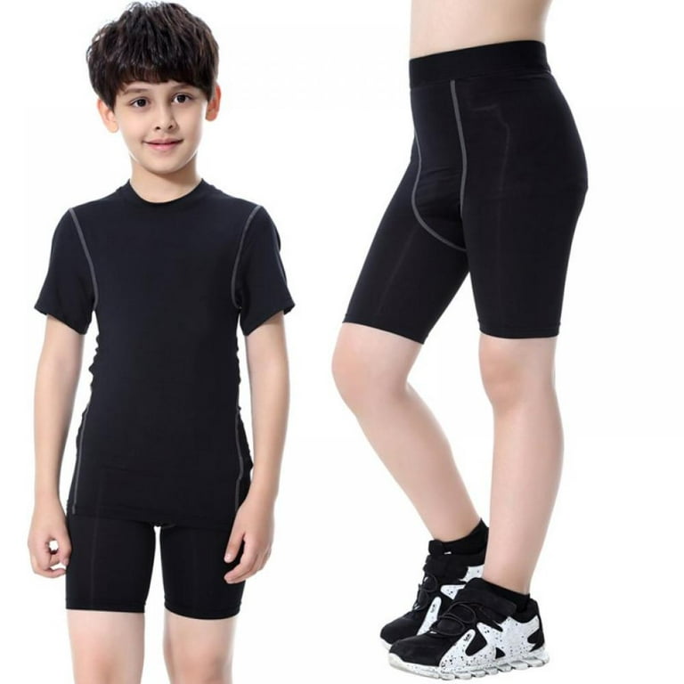 Kids Boy Skin Tight Compression Skin Leggings Base Layer Sports Shorts Long  Pant
