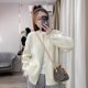 thumbnail image 3 of Cárdigan de punto Retro de color sólido estilo perezoso de gama alta con doble cremallera para mujer, suéter, chaqueta holgada con carácter ceroso suave, 3 of 5