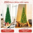 thumbnail image 5 of Topbuy 6.5ft Pencil Christmas Tree Pre-Lit Hinged Artificial Decoration w/ 250 Warm White Lights, 5 of 10