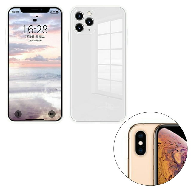 Glass Back Phone Covers with Solid Color Full Rugged Bumper Anti-Slip Design for Iphone 7P/8P/7/8/XS Max/XR/X/XS