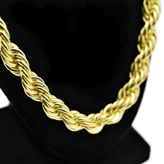 Mens Rope Chain Dookie Gold Finish Hip Hop Rapper Twisted Necklace 30" Inch x 10MM