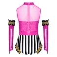 thumbnail image 4 of iiniim Girls Circus Outfit Sequin Striped Leotard with Arm Sleeve Set for Carnival Fancy Party Hot Pink 14, 4 of 7