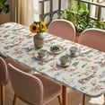 thumbnail image 3 of Brown Bunny Floral Easter Table Cloths for 8 Foot Rectangle Tables, Elegant Pastoral Spring Floral Patio Waterproof Elastic Fitted Tablecloths, Washable Rectangular Table Cover for Camping, 3 of 8
