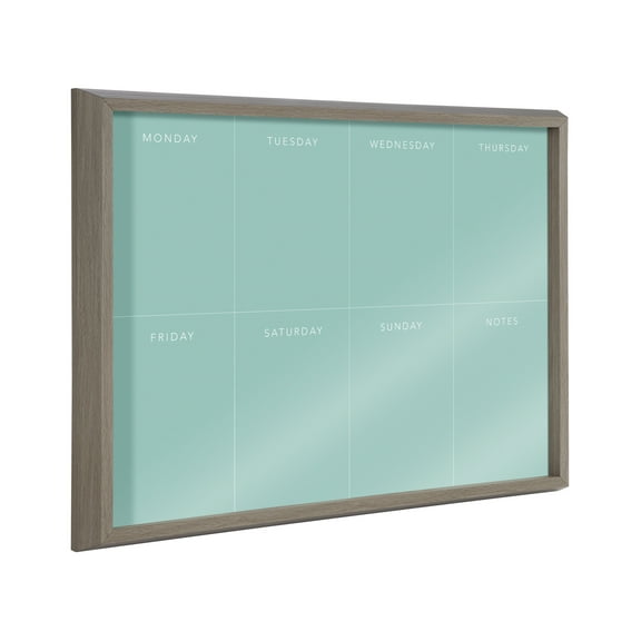 Kate and Laurel Blake This Week Framed Teal Printed Glass Dry Erase Wall Art by The Creative Bunch Studio, 18x24 Gray, Weekly Calendar Decorative Wall Organizer