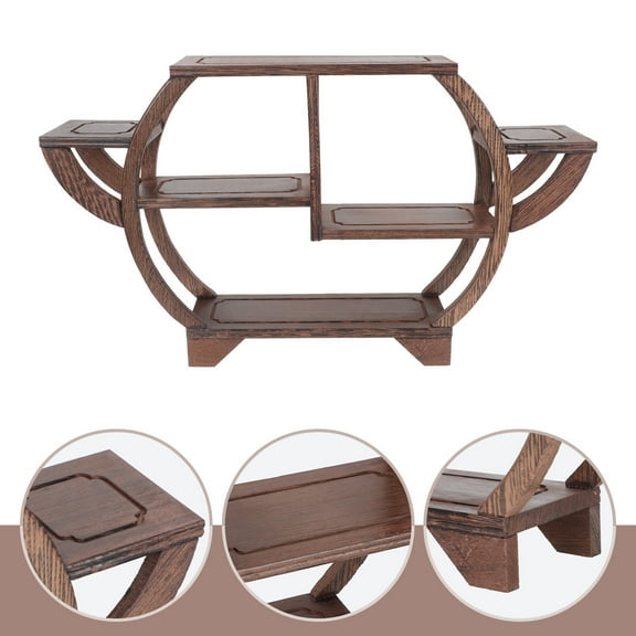 Baluue Home Decor Shelf Wooden Display Platform Light Brown 1Set