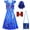 Blue-10, variant on URSOFINE Blue Royal Rebel Costume Set with Wig & Accessories – 5-Piece Faux Zipper & Stud Print Dress Up Outfit for Halloween, Birthday Party & Cosplay (Sizes 6/6X)