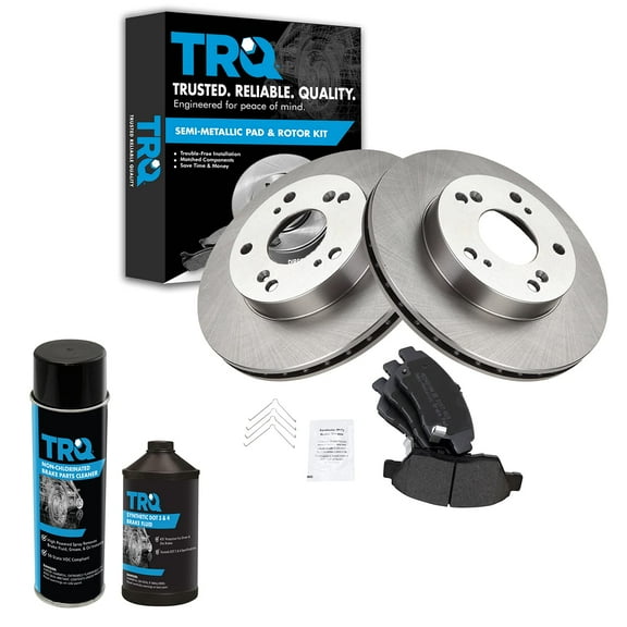 TRQ Front Semi Metallic Brake Pad & Rotor Kit w/Fluids for Honda Civic Acura RSX BKA16495 Fits select: 2006-2011 HONDA CIVIC HYBRID, 2011-2015 HONDA CR-Z