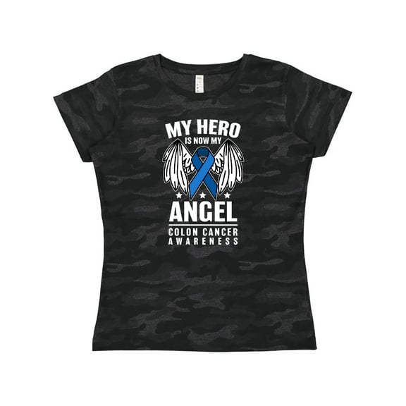 Inktastic My Hero is Now My Angel Colon Cancer Awareness Women's T-Shirt