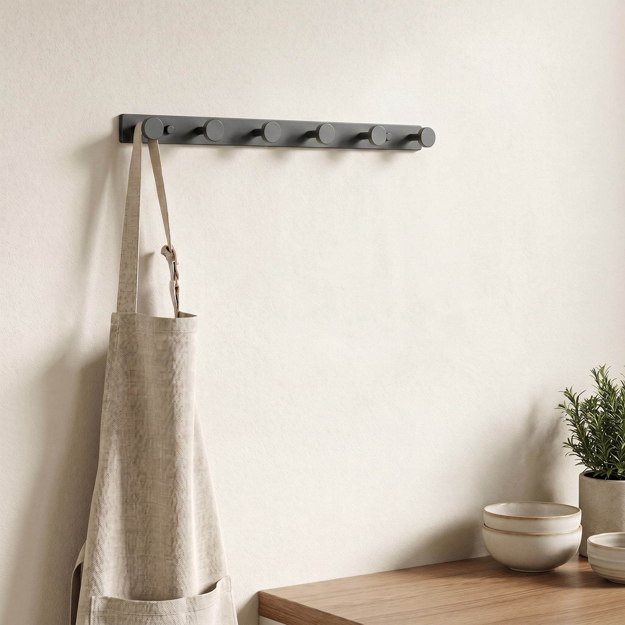 Unique Bargains Coat Rack Wall Mount Aluminum Hook Hat Rack for Entryway Gray 16.1" x 1.2"