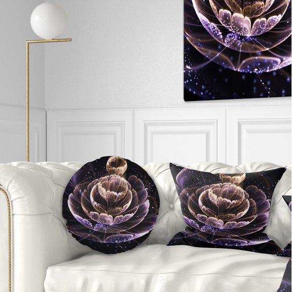Designart Purple Ideal Fractal Flower with Pollen - Floral Throw Pillow - 12x20