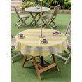 thumbnail image 5 of Outdoor Tablecloth with Umbrella Hole Zipper Yellow Striped Round Tablecloth 54" Waterproof Outside Table Cloth Beige Retro Minimalism Abstract Stripes Patio Table Cover Tablecloths for Picnic Party, 5 of 8