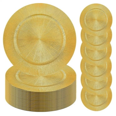 100 Pieces Charger Plates Bulk, 13 Inch Golden Charger Plate, Decorative Charger Plates, Tableware Dish for Wedding, Events, Holidays, Parties