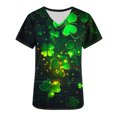 thumbnail image 4 of BiZtdJrK St. Patrick's Day Women Scrubs Tops Workwear Funny Graphic Print Nursing Uniform Casual V Neck Short Sleeve Scrubs Shirts with Pockets Multicolor S Prime Day Sales Today, 4 of 6