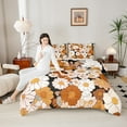 thumbnail image 4 of Feelyou Tokyo Cherry Blossoms Full Size Comforter Sets, Groovy Flower Floral Bedding Comforter Set, Vintage Japanese Style Reversible Bedding Sets, Breathable Home Decor, 3-Piece, 4 of 8