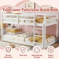 thumbnail image 6 of SESSLIFE Bunk Bed Twin Over Twin, Low Floor Bunk Bed with Guard Rails for Dorm, Small Space, No Box Spring Needed(White), 6 of 7