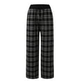 thumbnail image 5 of Bibifish Women's Pants Plaid Wide Leg Pants Elastic Waistband Flowy Fabric Stretchy Loose Fit Daily Wear Pants With Side Pockets, 5 of 9