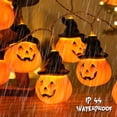 thumbnail image 2 of Halloween Pumpkin String Lights with Witch Hat, 20 LED 16.4FT 8 Modes Timer 3D Waterproof Orange Jack-O-Lantern Battery Operated Flickering Lights for Indoor Outdoor Decor Party Decorations, 2 of 8