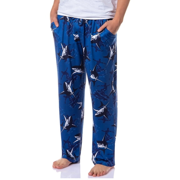 PJammy Men's Great White Shark Attack Surfer All-Over Print Sleep Pajama Lounge Pants Sleepwear