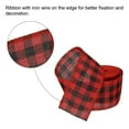 thumbnail image 4 of 2.36 Inch Wide 6.56 Yards Polyester Gingham Ribbon Wired Edge Ribbon, 2 Pack for Decoration Black and Red, 4 of 6