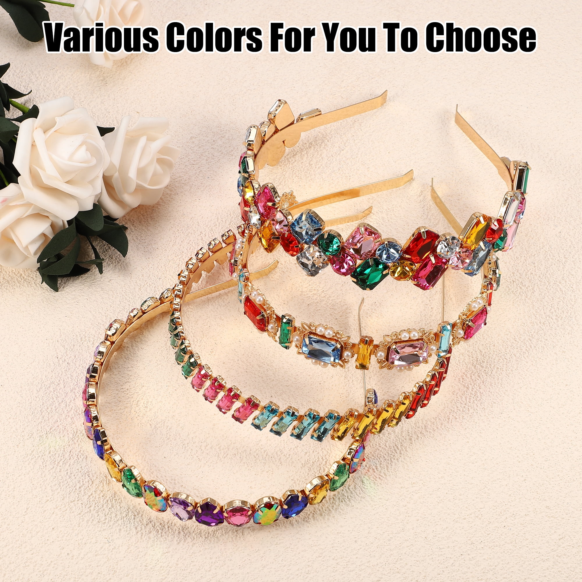 Unique Bargains Faux Crystal Hairband Rhinestone Headband 5.51"x1.38"