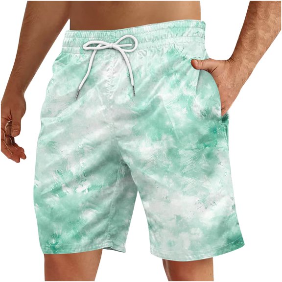 Umfun Men's Tie Dye Gradient Board Shorts Casual Loose Quick Dry Swim Trunks Elastic Waist for Beach Holiday Casual Lounging and Outdoor Water Activities