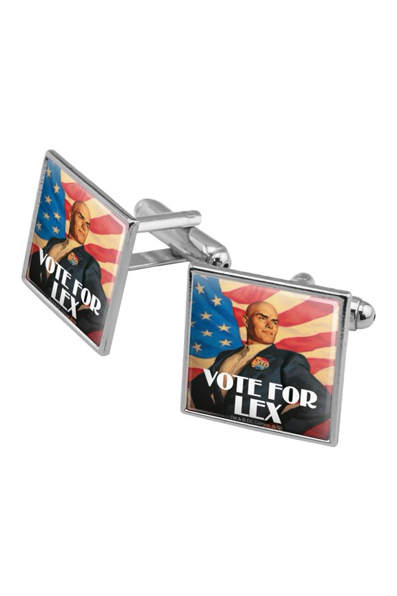 Superman Vote for Lex Square Cufflink Set - Silver or Gold
