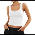 thumbnail image 3 of Camisola de Tirantes para Mujer, , Ajustada, de Punto Acanalado, con Encaje, para Verano, con Cuello Cuadrado y Sin Mangas. L, 3 of 9