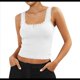 thumbnail image 3 of Camisola de Tirantes para Mujer, , Ajustada, de Punto Acanalado, con Encaje, para Verano, con Cuello Cuadrado y Sin Mangas. L, 3 of 9