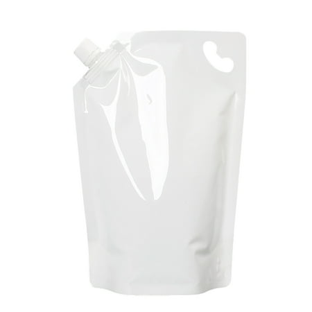 (Price/50 PCS) Aspire 34 OZ White Poly Side Spout Stand Up Pouch Bags w/ Handle, 15 mm Spout, FDA Compliant, BPA