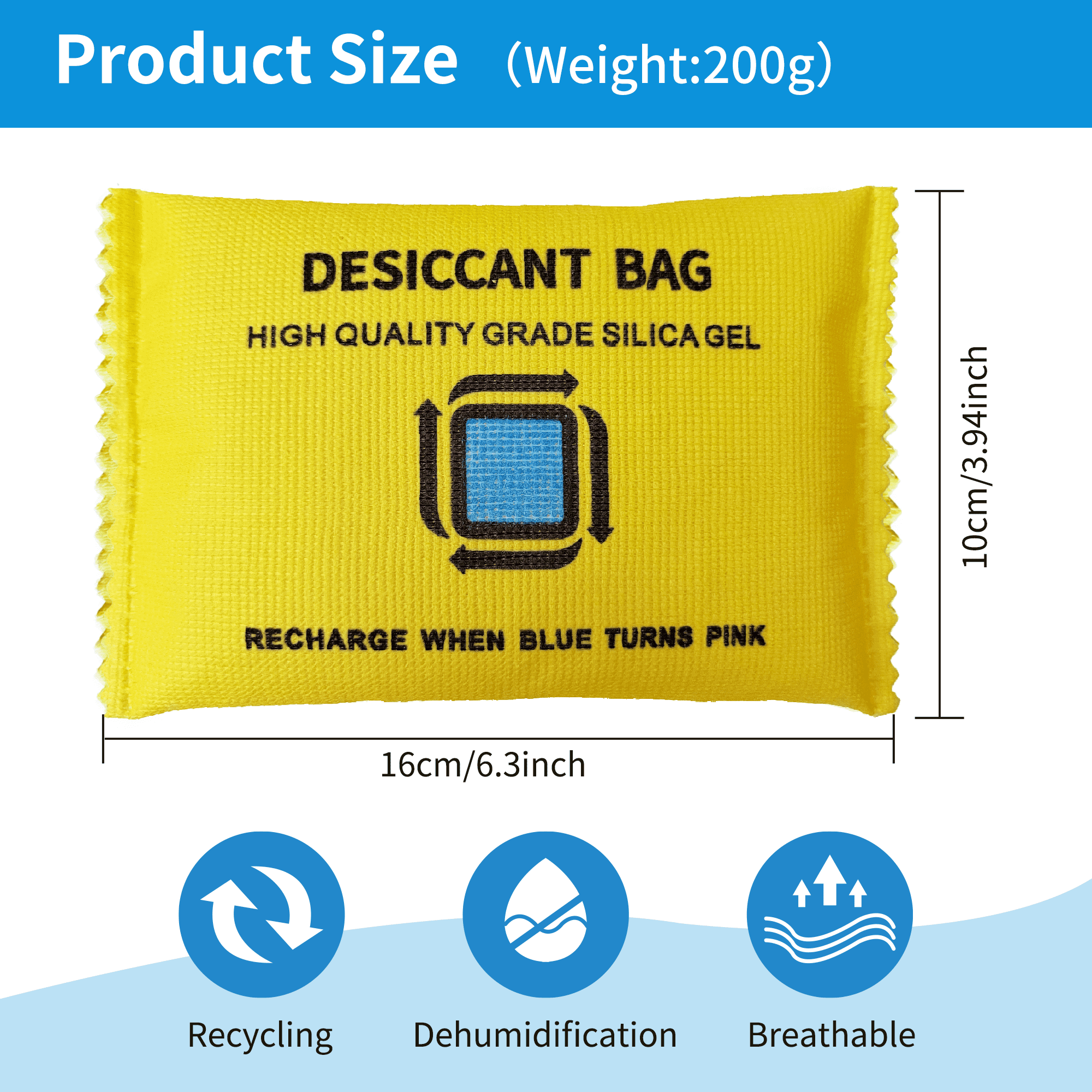 Livease Rechargeable Desiccant Packets, 5 Pack 200g Silica Gel Packs, Moisture Absorbers for Storage