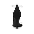 thumbnail image 2 of BLISSFUL STEP Women's Clear Ankle Strap Stiletto Heel Sandals Black 6, 2 of 7