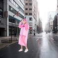 thumbnail image 3 of hanxiulin raincoat waterproof rain coat poncho long rain jackets lightweight with drawstring hood for men women , pink 2 pack, 3 of 3