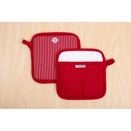 Better Homes & Gardens Silicone Printed Pot Holders Kitchen Set, 2 Piece, 8 in x 8 in, Red