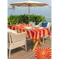 thumbnail image 5 of Rectangle Outdoor Tablecloth With Umbrella Hole And Zipper– Abstract Sun Tie Dye Waterproof Patio Table Cover for Party, Picnic, Backyard, 54"x80" , Yellow Tomato Red, 5 of 8