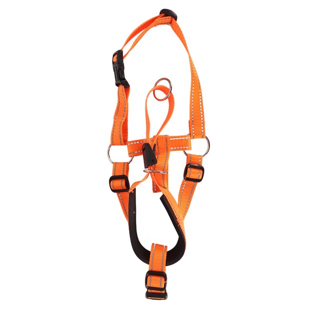 Bozal para perro con cuello ajustable para evitar morder y ladrar, protector bucal de nailon transpirable para caminar y entrenar, color naranja M