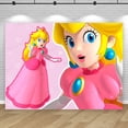 thumbnail image 3 of Fondo de fiesta de princesa Peach con decoración de Super Mario rosa, fondo para cumpleaños de niña, accesorios para estudio fotográfico de baby shower, 3 of 5